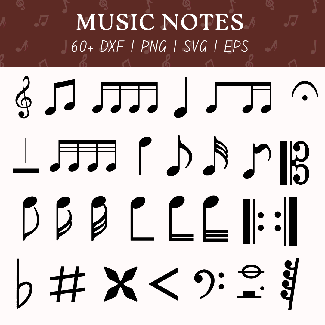 60+ Music Notes SVG Bundle, Musical Symbols Clipart PNG DXF EPS