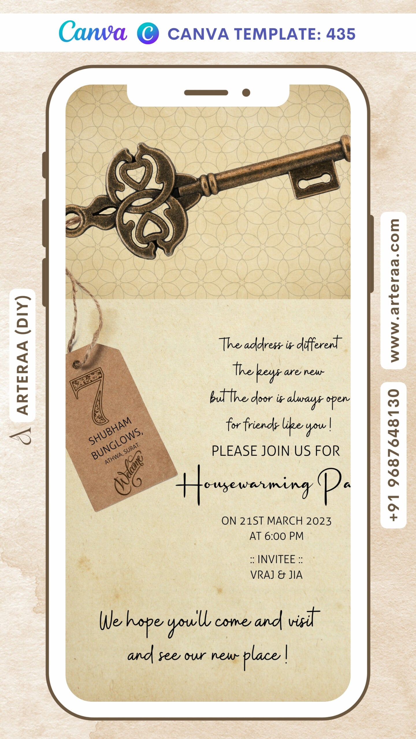 House Warming ceremony invitation card by canva in english language wi ...