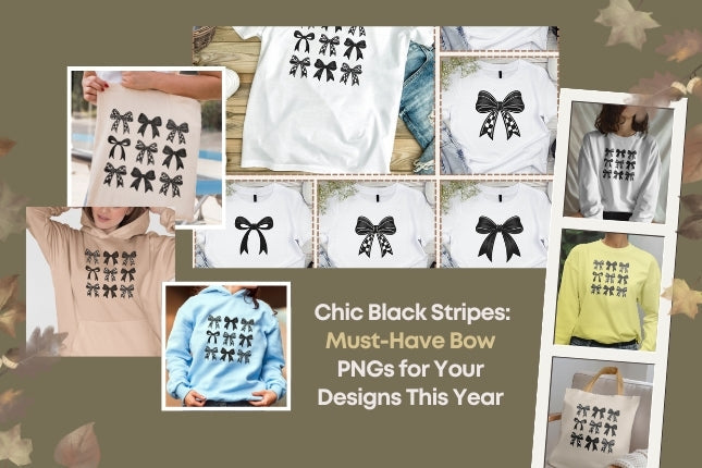 Chic Black Stripes: Must-Have Bow PNGs for Your Designs This Year🎀🖤