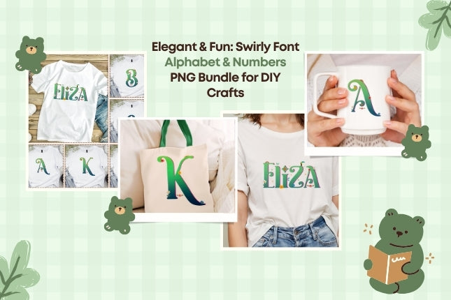 Elegant & Fun: Swirly Font Alphabet & Numbers PNG Bundle for DIY Crafts ✨🔠