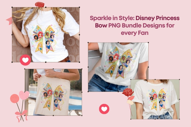 Sparkle in Style: Disney Princess Bow PNG Bundle Designs for every Fan 👑✨