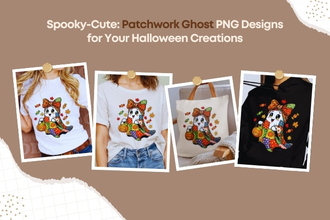 Spooky-Cute: Patchwork Ghost PNG Designs for Your Halloween Creations 👻🎃