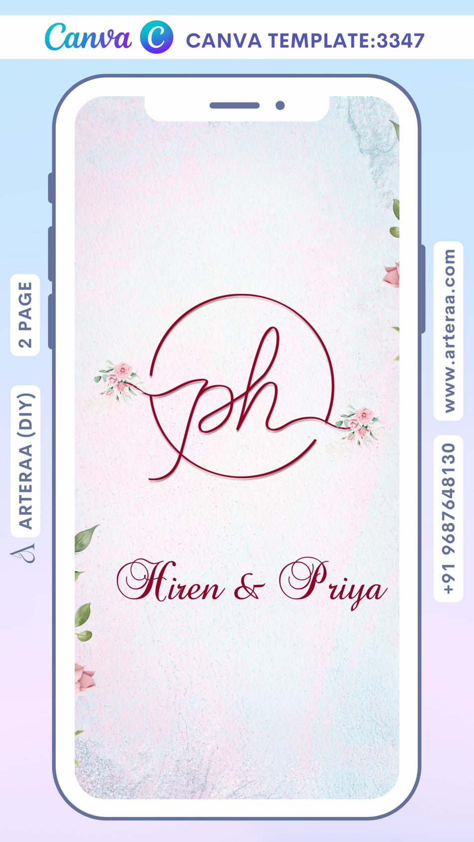 Save the Date invitation Canva Editable video Template in English language with garden theme design 3347