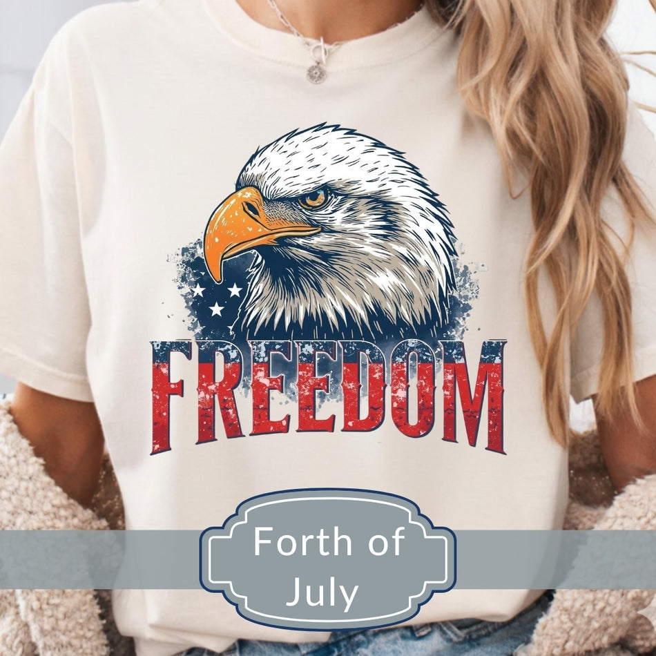 4th of July Freedom Eagle T-Shirt | Patriotic USA Shirt | Eagle Graphic Tee | Independence Day Shirt | Custom Freedom T-Shirt A 1256