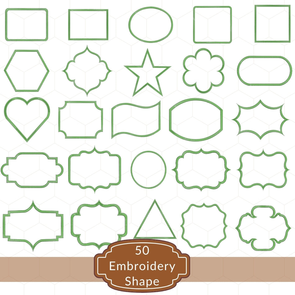 50 Embroidery Applique Frame Shapes Bundle, 18 Sizes Each (dst, exp, hus, pec, sew, xxx) A 1308
