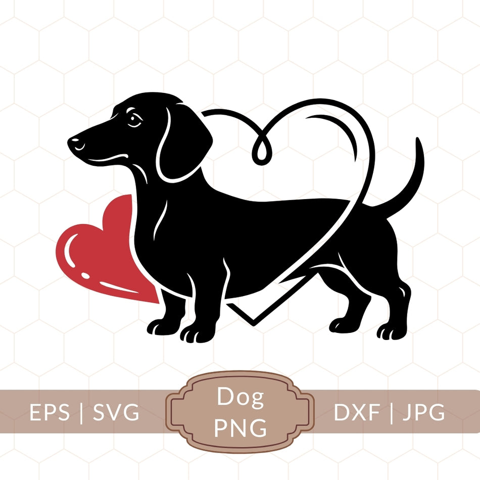 Dachshund Heart SVG PNG Bundle, Wiener Dog Cut File (Digital Download) A1136