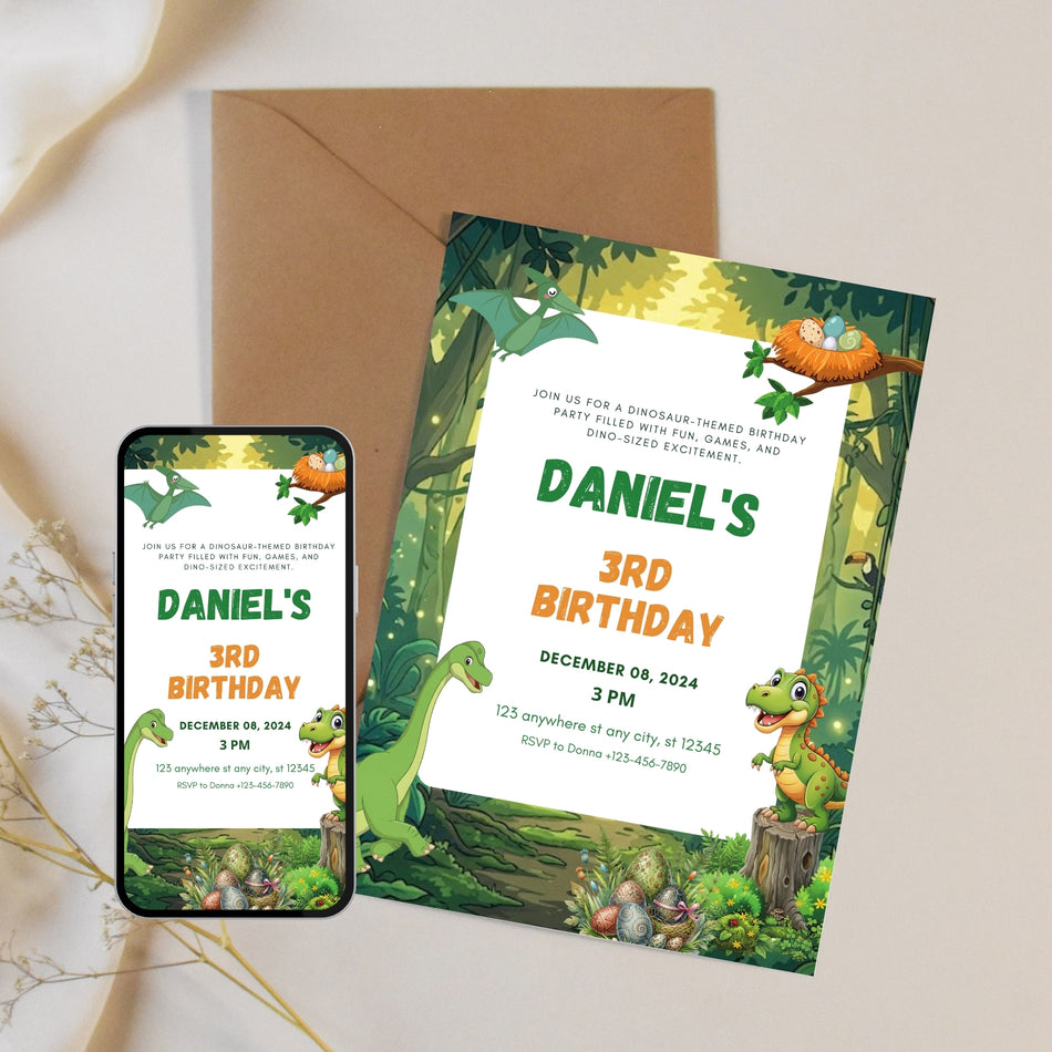 Dinosaur Birthday Invitation Adventure Party Invite Kids Dinosaur Birthday Invitation Printable Party Invite Dinosaur Theme Birthday Card A 1166