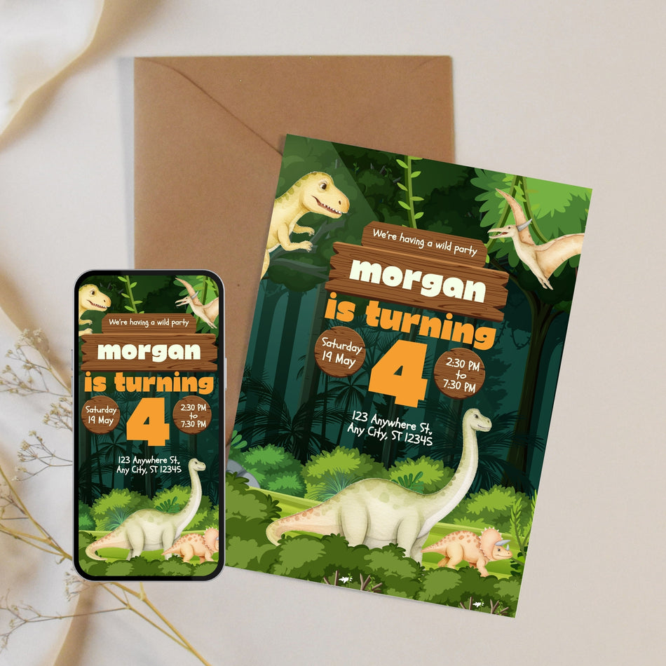 Dinosaur Birthday Invitation Editable Dino Party Invite Kids Jurassic Birthday Invite Printable Dinosaur Birthday Card Instant Download A 1153