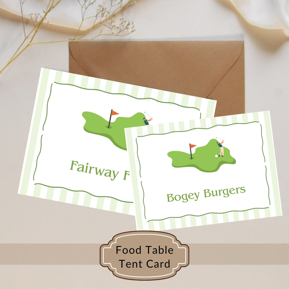 Golf Food Table Tent Cards, Printable Golf Party Food Labels, Fairway Food, Bogey Burgers, Golf Event Decor, Instant Download A 1346