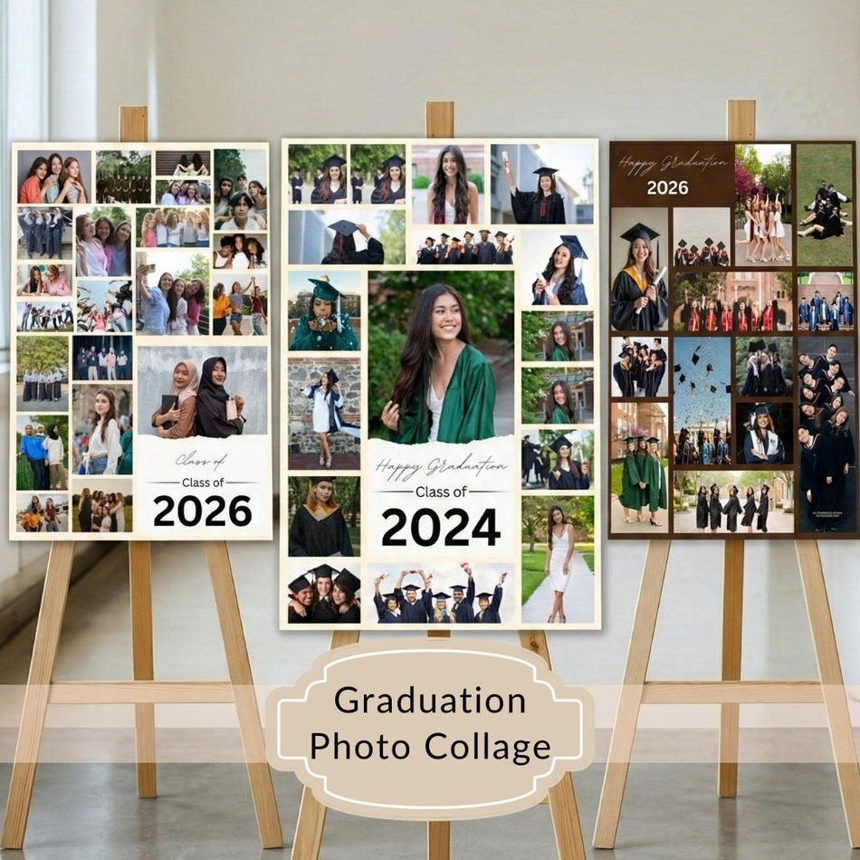Graduation Photo Collage Template, Class of 2026 Poster, Editable Canva Graduation Board, Photo Display, Printable Graduation Party Sign A 1087