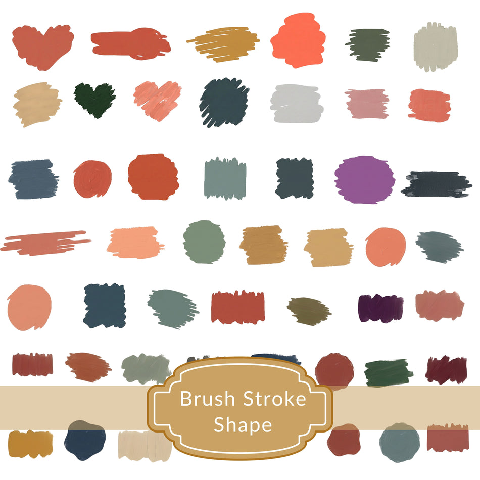 Brush Stroke Shape Set Hand-drawn Paint Strokes PNG JPG Digital Art Elements Instant Download for DIY Projects A 1144