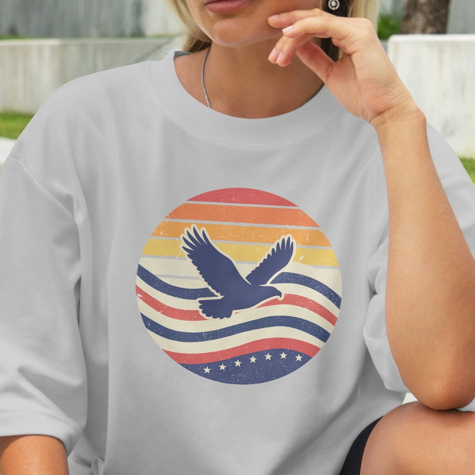 Patriotic Eagle PNG, American Flag Sublimation Design, Vintage USA Graphic, Freedom Bird Artwork, Fourth Of July Shirt Download A1481
