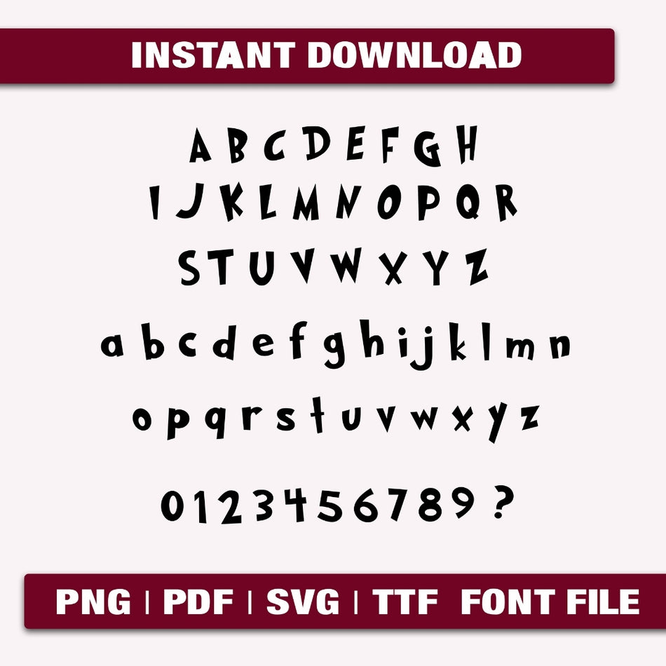 Playful Alphabet Font Bundle, Cute Cartoon Letters SVG PNG TTF, Kids Craft Font, Fun Comic Letter Set, Cricut Silhouette Cutting Files A 1100