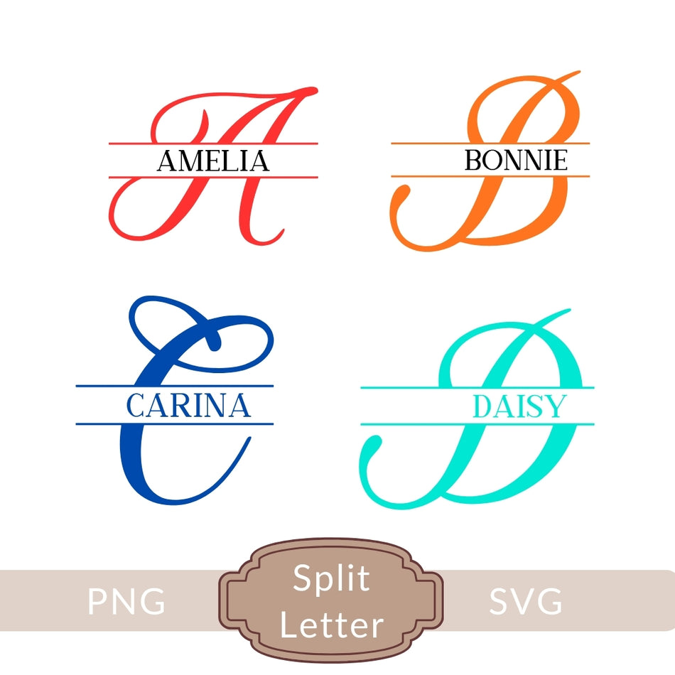 Split Letter Monogram Bundle, Personalize with Name, SVG/ PNG Files for Cricut & Silhouette, Custom Name Design, Wedding / Gift Projects A 1082