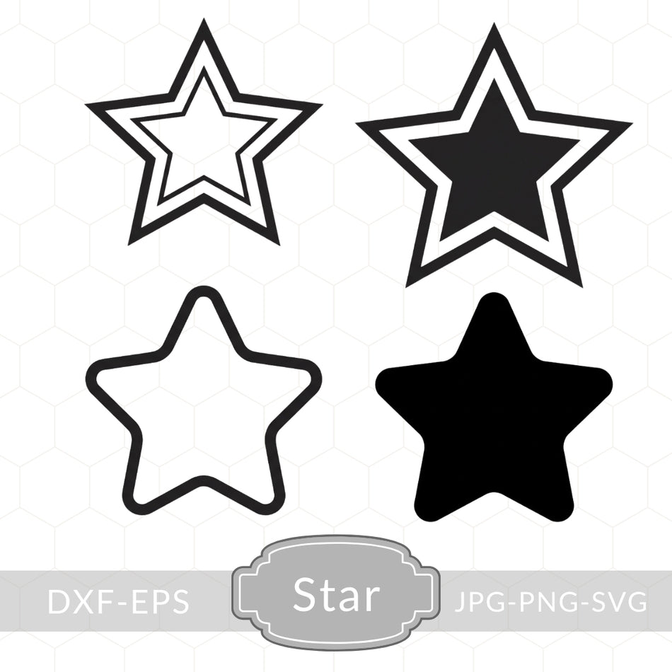 Star Svg Bundle, Star Outline Svg, Star Shape Clipart, Simple Star Cut File for Cricut Silhouette, Star PNG EPS DXF, Instant Download A 1135
