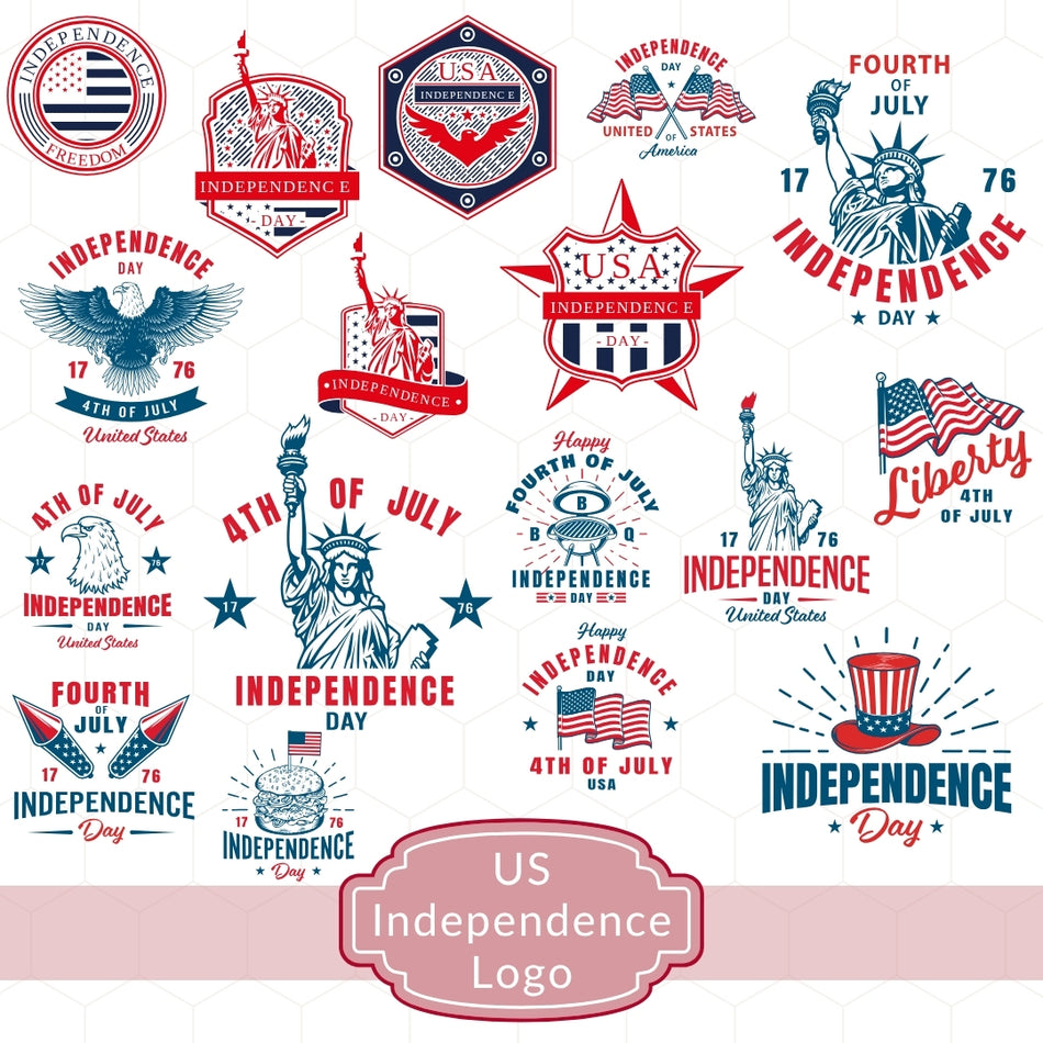 US Independence Day Logo Bundle, 4th of July Logos, American Freedom Designs, July 4th SVG, Patriotic Logo Bundle, Digital Download A 1375