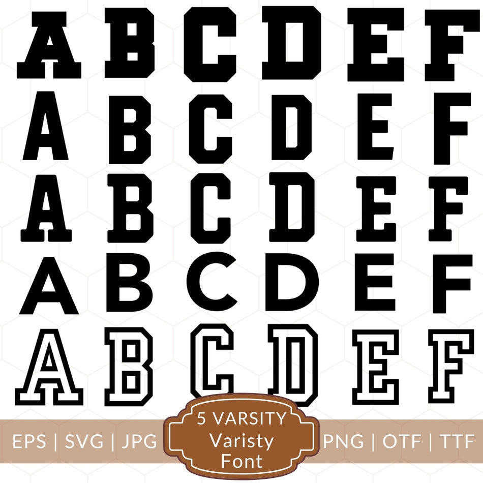 Varsity Font Bundle | Editable PNG SVG Files | Sports Style Font | School & Team Logo Font | Instant Download A 1143