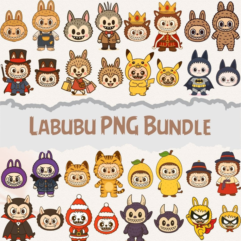 LABUBU PNG Bundle | 50+ Cute & Funny Monster Designs | Instant Digital Download | Stickers & Clipart - C4