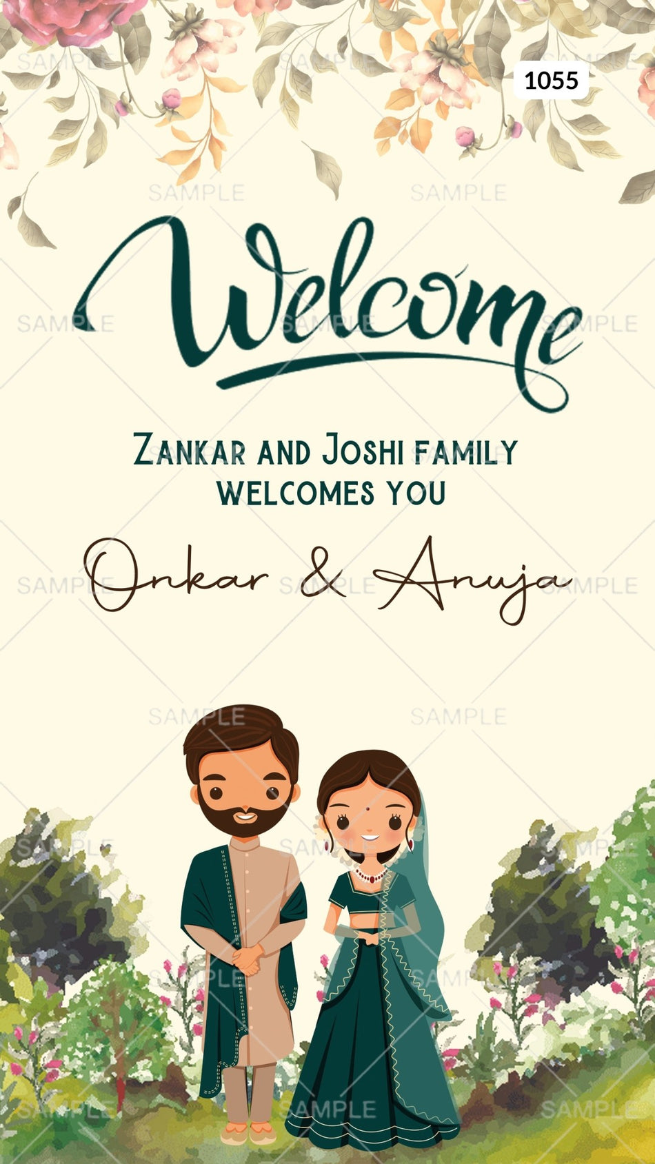 Digital Save the Date Invitation of Indians in English Language With Green Woodland Theme Canva Editable Template Design No. 1055
