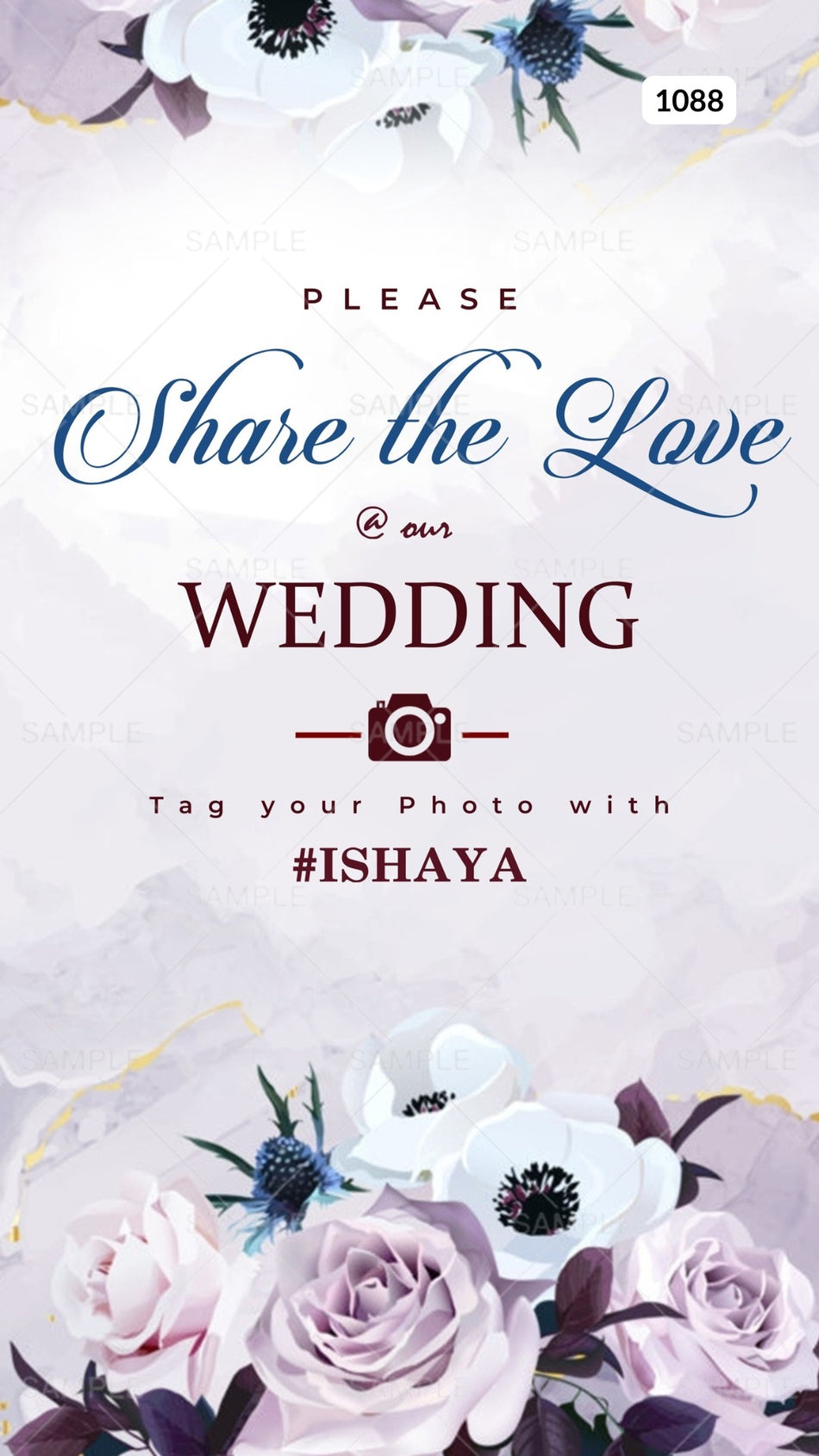 Save the Date card Canva Editable Template in english language with flowers as floral theme design 1088