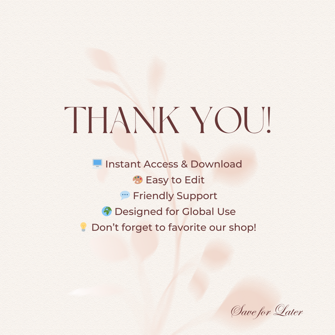 Thank you message with features listed on a light background