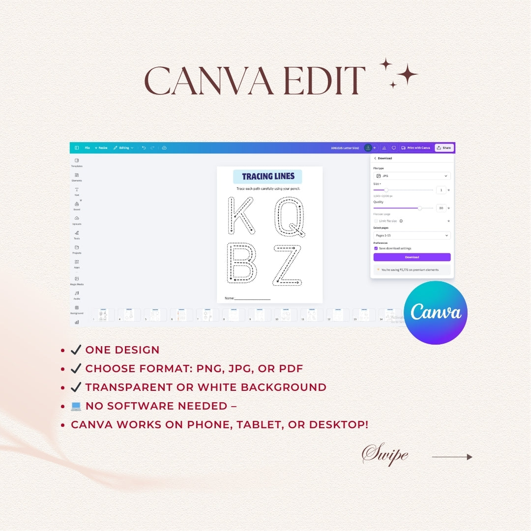 Canva Edit software interface with text and Canva logo on a light background