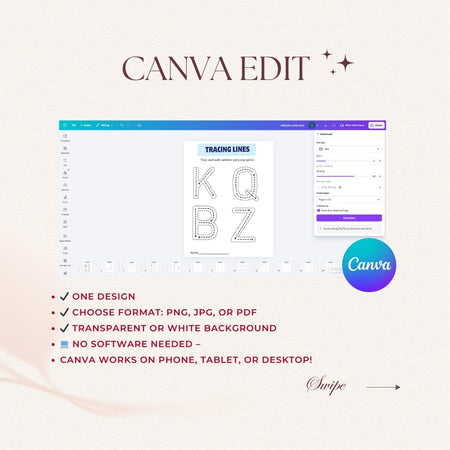 Canva Edit software interface with text and Canva logo on a light background