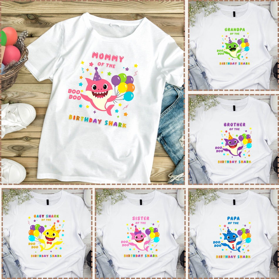 Baby Shark Birthday PNG Bundle | 7 Designs for Family Shirts | Papa of the Birthday Shark | Instant Download - C19