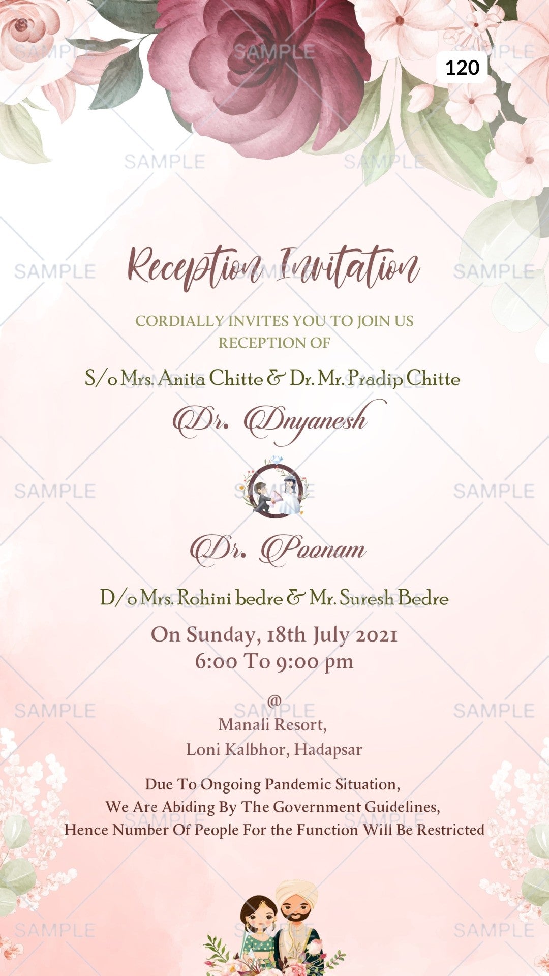 Reception Party invitation card Canva Editable Template in english lan ...