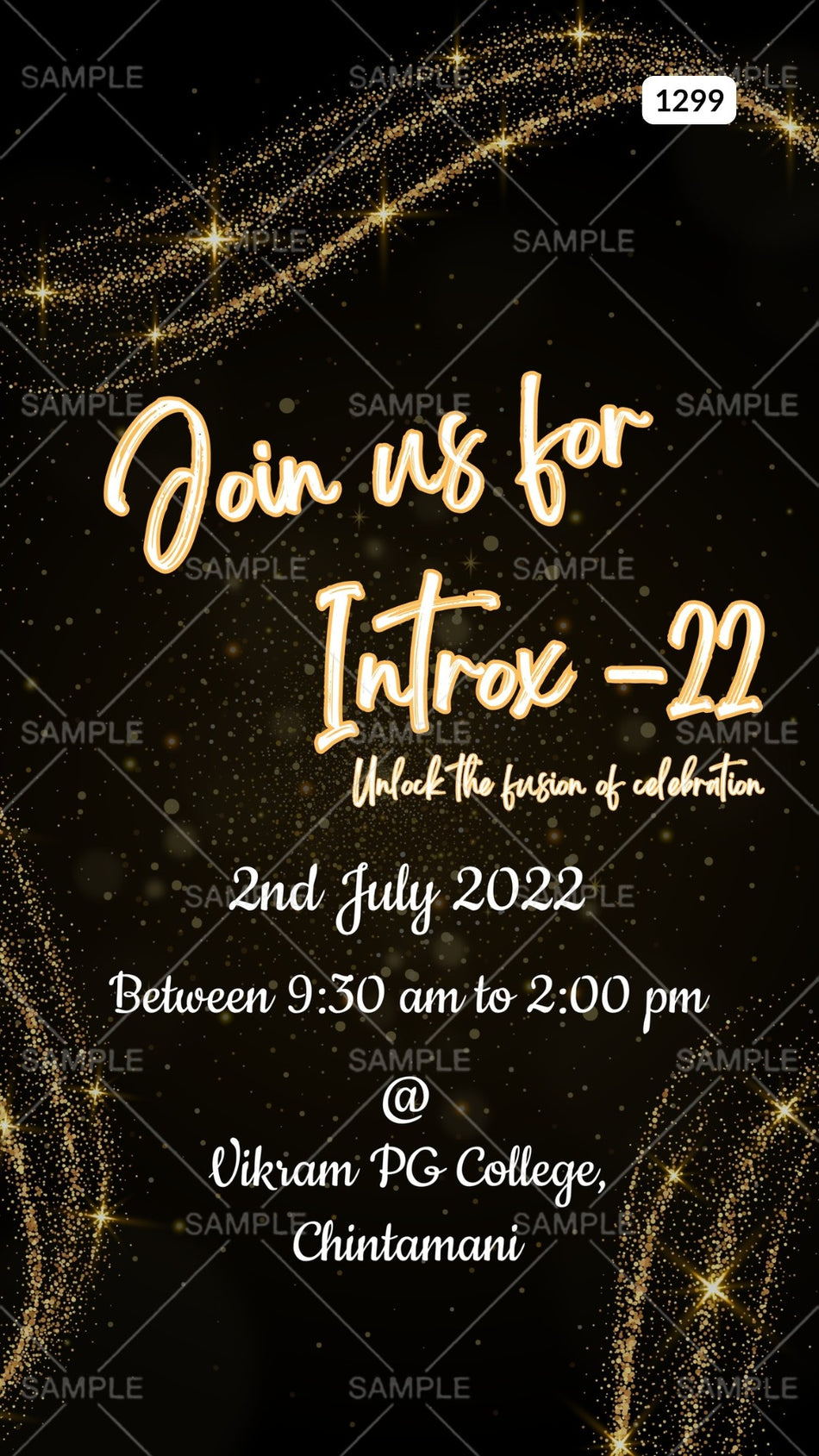Bachelor Party invitation card Canva Editable Template in english language with glittery theme design 1299