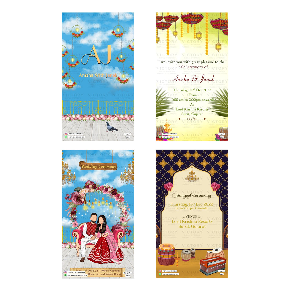 Anisha & Janak Wedding Invitation Template, Editable Digital Indian Marriage Invite, Printable Cultural Ceremony Bundle, Personalizable Event Design   
