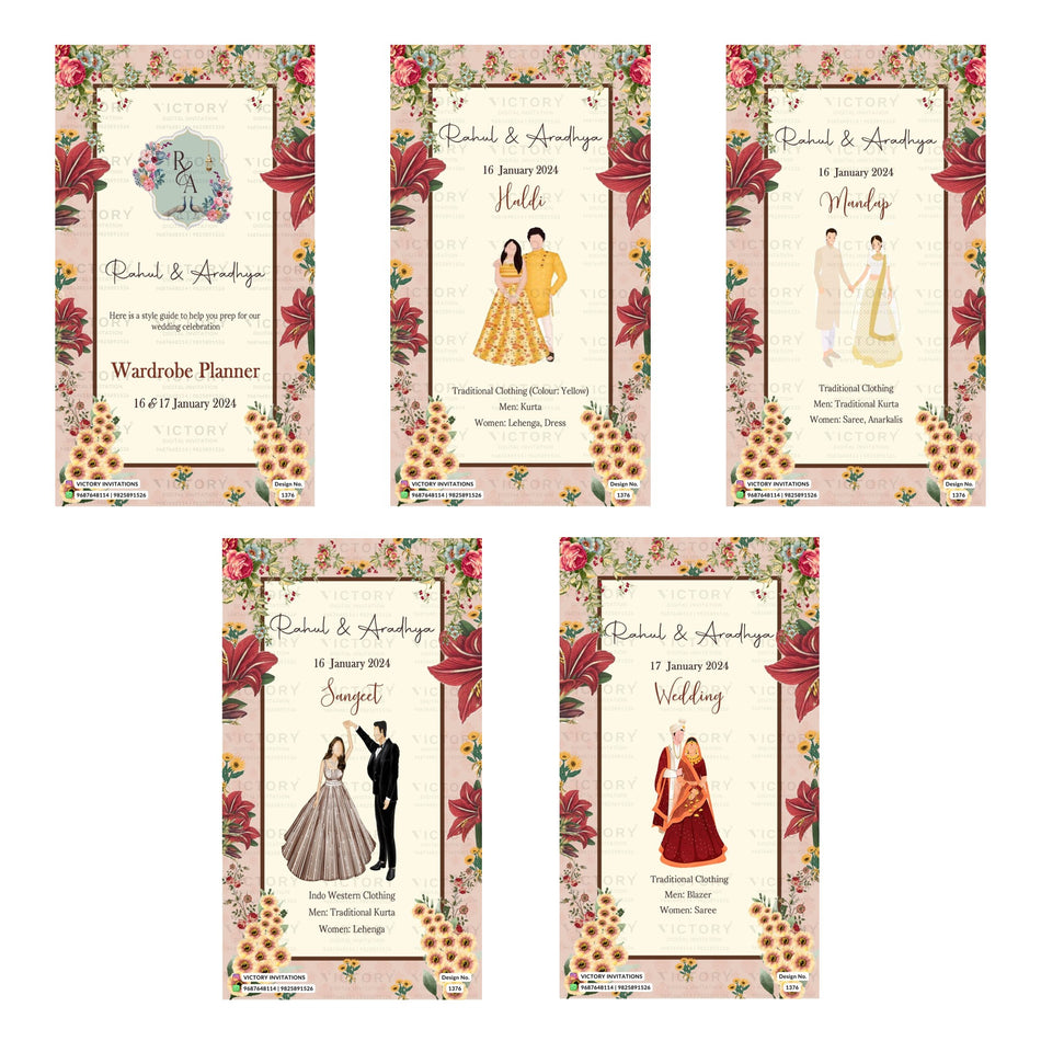 Wardrobe Planner Invitation Template, Editable Digital Wedding Planner Invite, Printable Indian Marriage Ceremony Bundle, Personalizable Cultural Event Design   