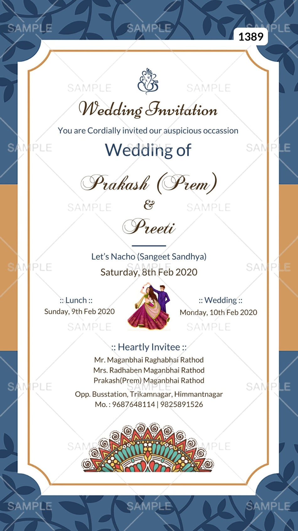 Wedding ceremony invitation card Canva Editable Template of hindu gujarati patel family in english language with  minimalistic theme design 1389