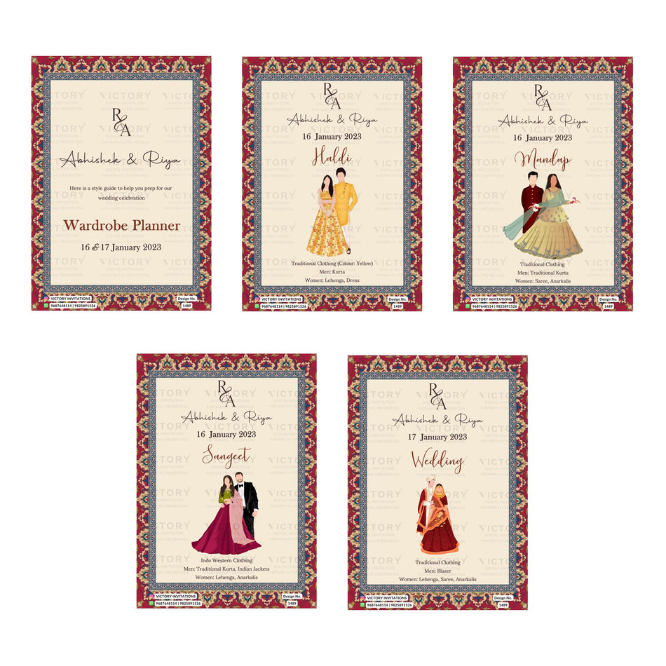 Wardrobe Planner Invitation Template, Editable Digital Wedding Planner Invite, Printable Indian Marriage Ceremony Bundle, Personalizable Cultural Event Design   