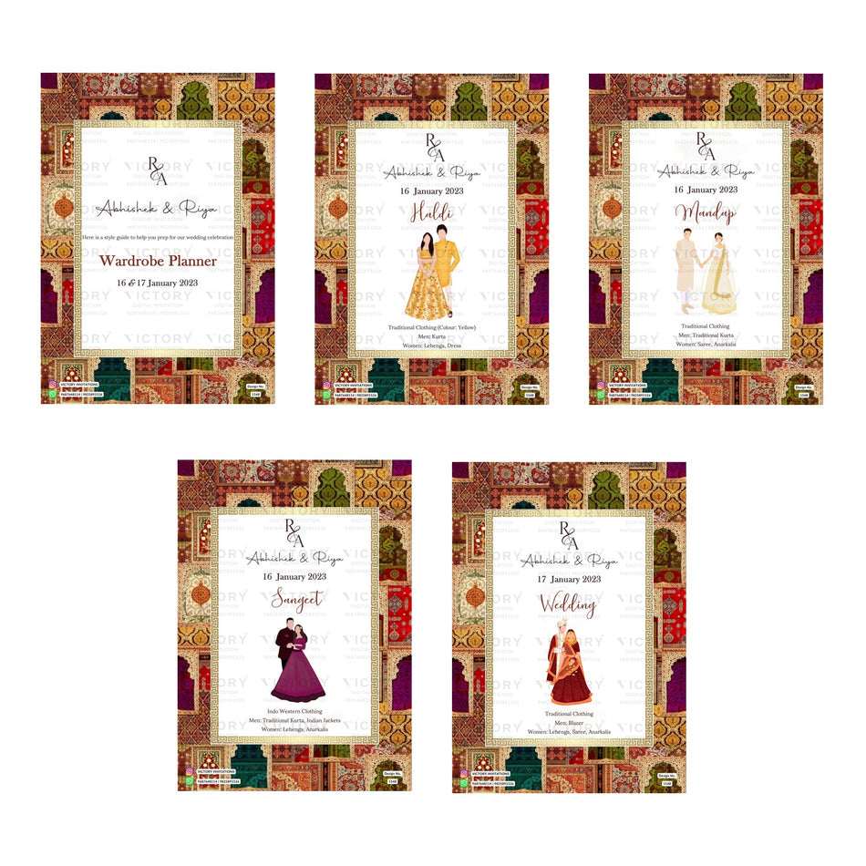 Wardrobe Planner Invitation Template, Editable Digital Wedding Planner Invite, Printable Indian Marriage Ceremony Bundle, Personalizable Cultural Event Design   