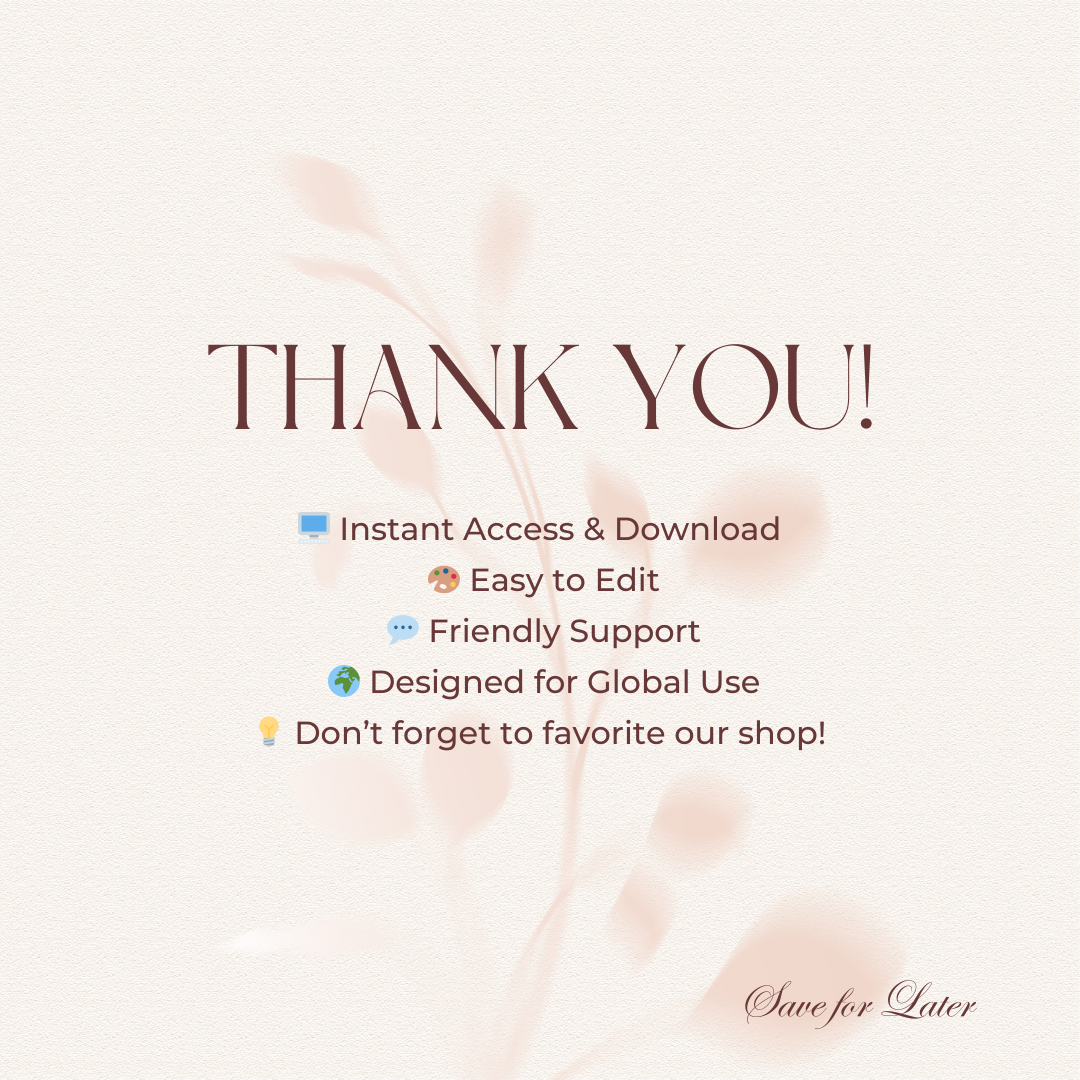 Thank you message with features listed on a light background