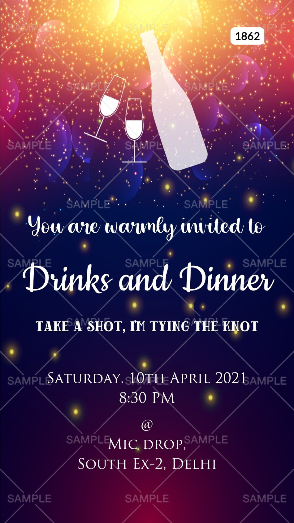 Bachelor Party invitation card Canva Editable Template in english language with minimalistic theme design 1862