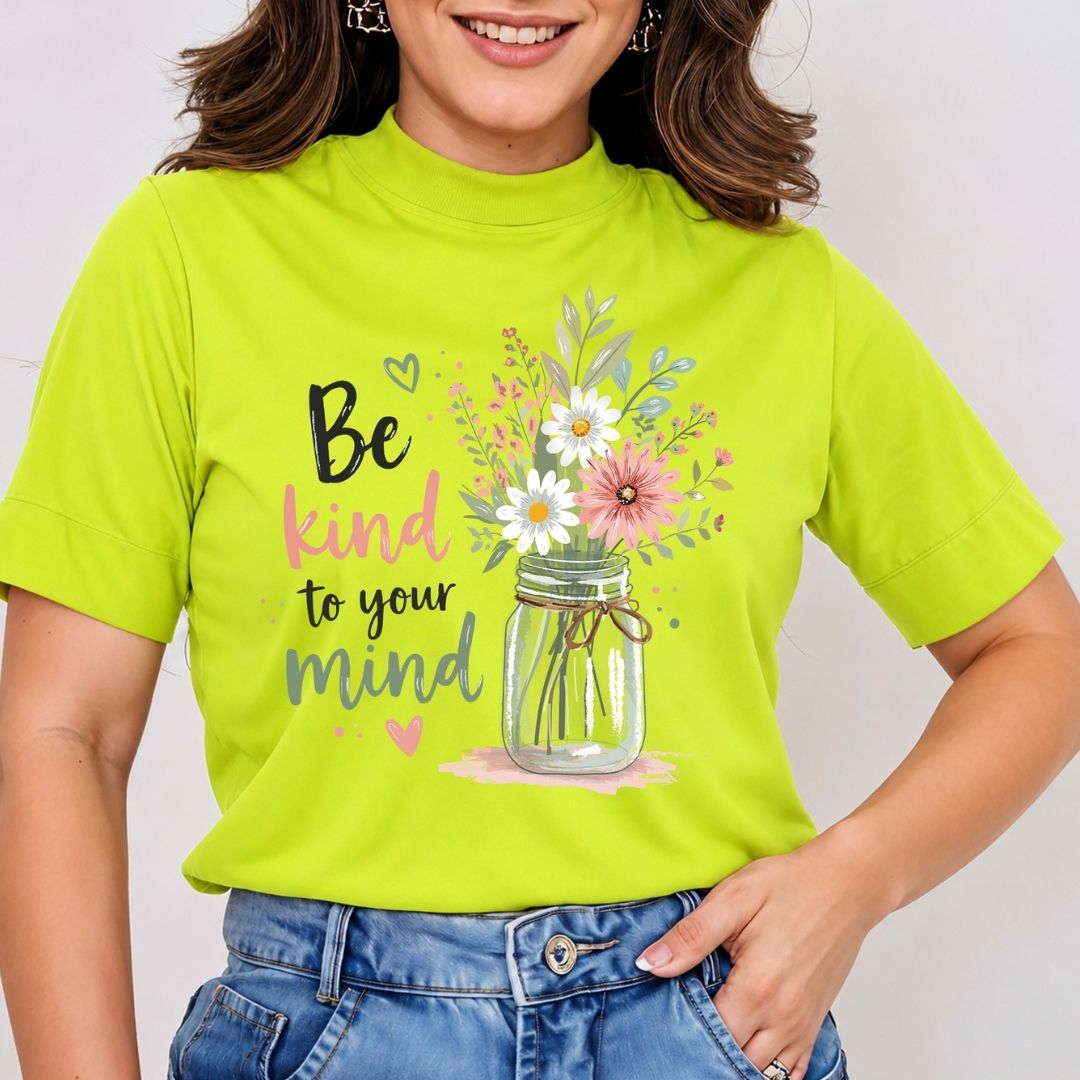 Be Kind To Your Mind SVG PNG, Floral Mental Health Clipart, Motivational Self Care Sublimation Graphic File
