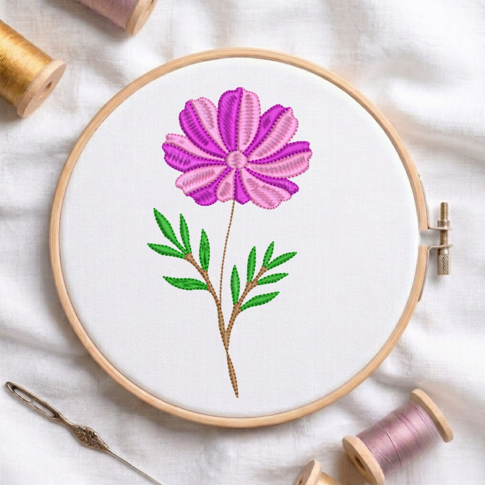 Elegant Pink Botanical Blossom Machine Embroidery Design ED 167
