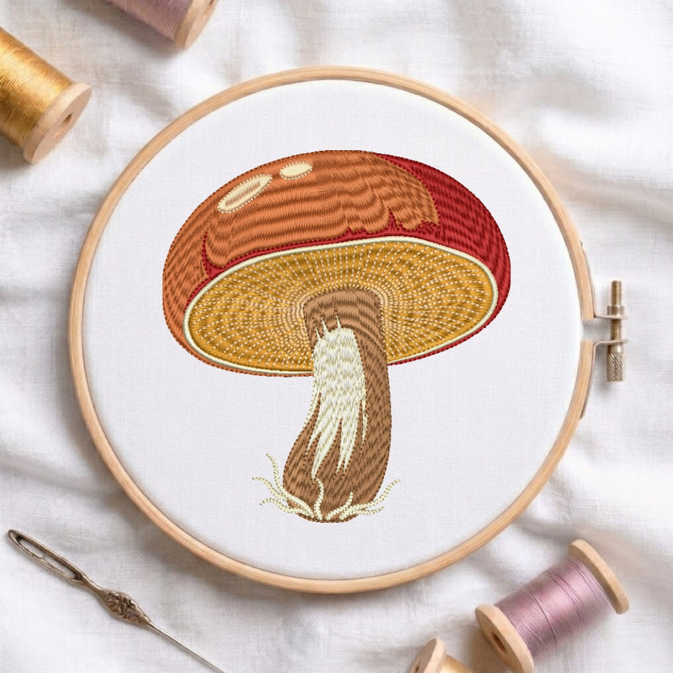 Detailed Woodland Mushroom Botanical Machine Embroidery Design ED 265