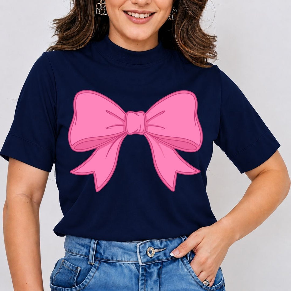 Coquette Pink Bow PNG - Trendy Ribbon Girly Game Day Shirt A 1792