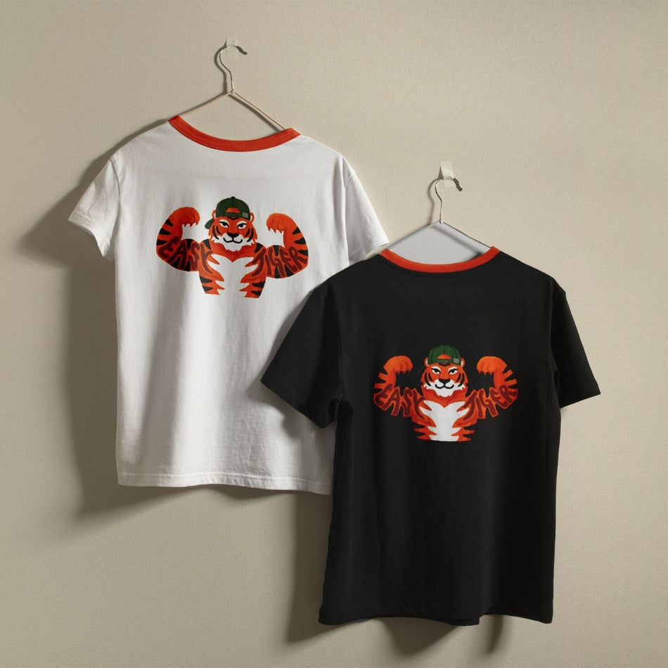 Retro Easy Tiger PNG | Vintage Gym Mascot Ringer Tee Sublimation Design