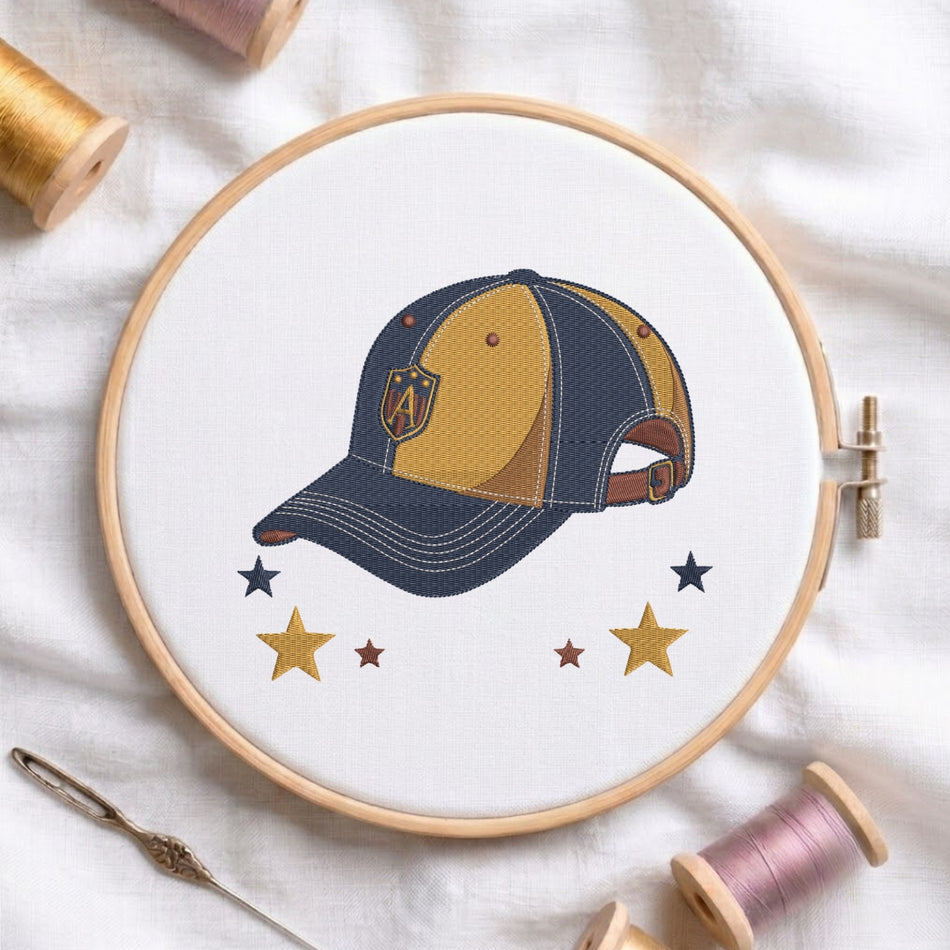 Collegiate Baseball Cap Varsity Machine Embroidery Design - ED 311
