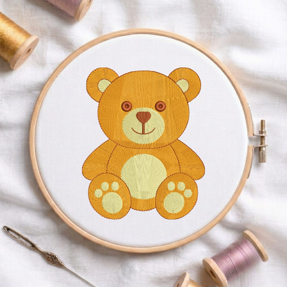 Classic Friendly Teddy Bear Machine Embroidery Design ED 212