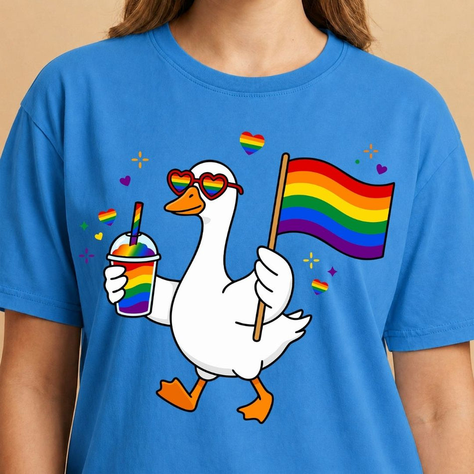 Rainbow Pride Goose PNG - Cute Duck Flag Shirt Design A 1665