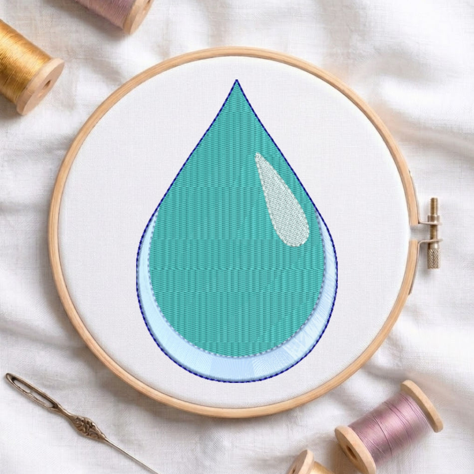 Minimalist Teardrop Water Shape Machine Embroidery Design ED 211