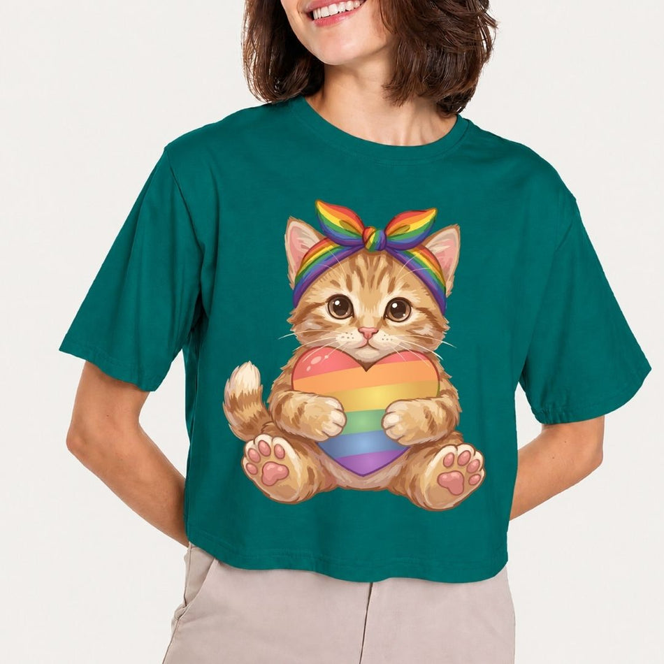 Rainbow Pride Cat PNG - Cute Kitten Heart Shirt Design A 1667
