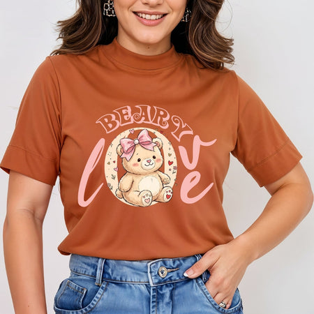 Women's Terracotta T-Shirt with Bearly Love Graphic
