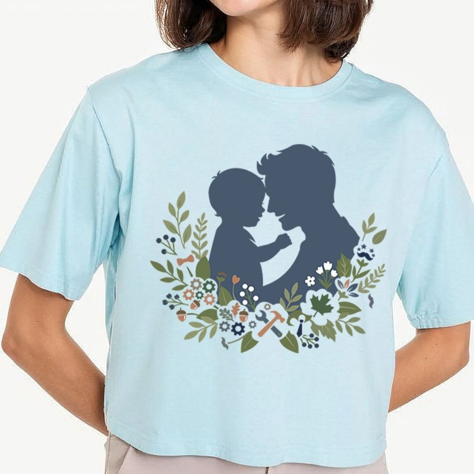 Dad and Baby Wreath PNG - Rustic Woodland Sublimation Tee - A 1701