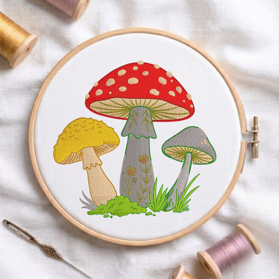Woodland Mushrooms Machine Embroidery Design - ED 26